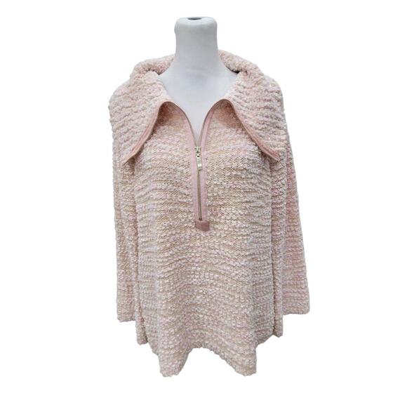 Soft Surroundings Pink‎ Quarter-Zip Pullover Sweater – Women's Large - Picture 2 of 15